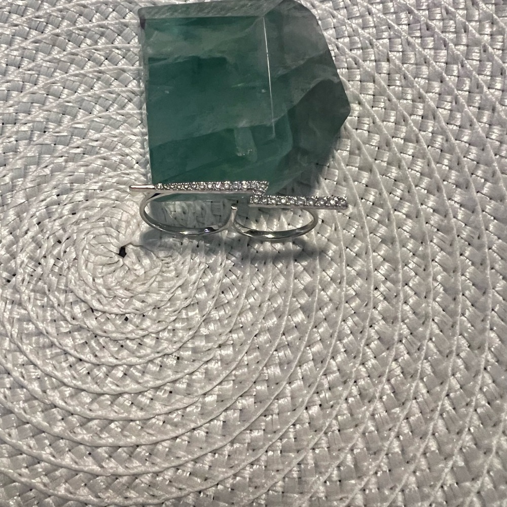 .925 Silver Lightning Bolt Double Ring - image 6